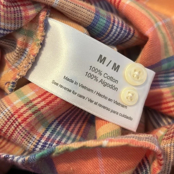 Eddie Bauer women’s orange plaid button down shirt size medium - Picture 8 of 8